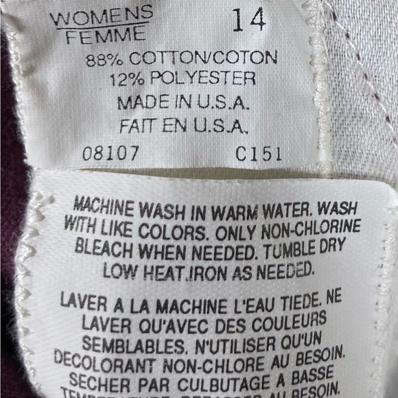 Vintage 90s Eddie Bauer Women’s Rich Purple Corduroy Pants 14 Tall - Picture 9 of 9